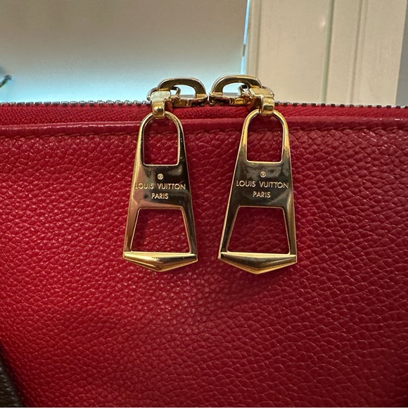 Louis Vuitton Monogram Canvas Red Leather V Tote Two-Way Handbag Purse - Picture 8 of 15